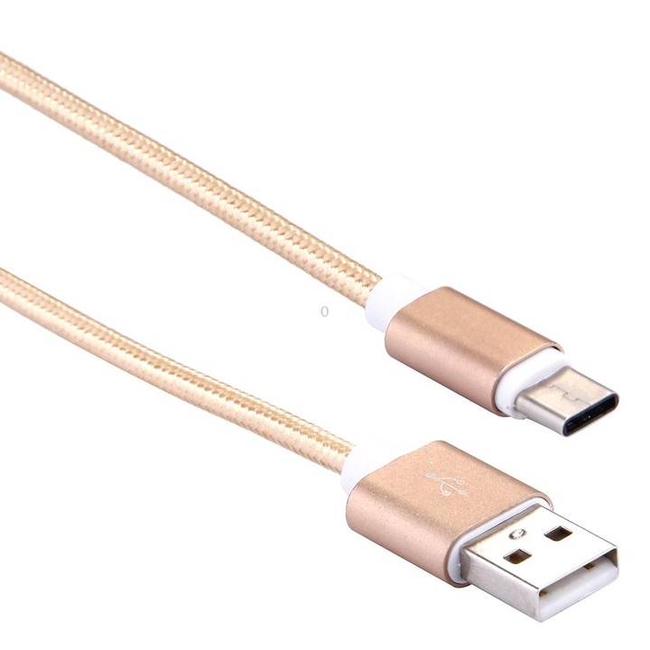 Woven Style USB-C / Type-C 3.1 Male to USB 2.0 Male Data Sync Charging Cable, Cable Length: 20cm(Gold)