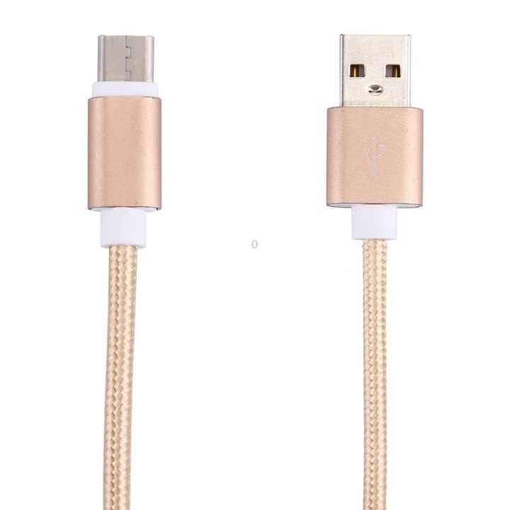 Woven Style USB-C / Type-C 3.1 Male to USB 2.0 Male Data Sync Charging Cable, Cable Length: 20cm(Gold)