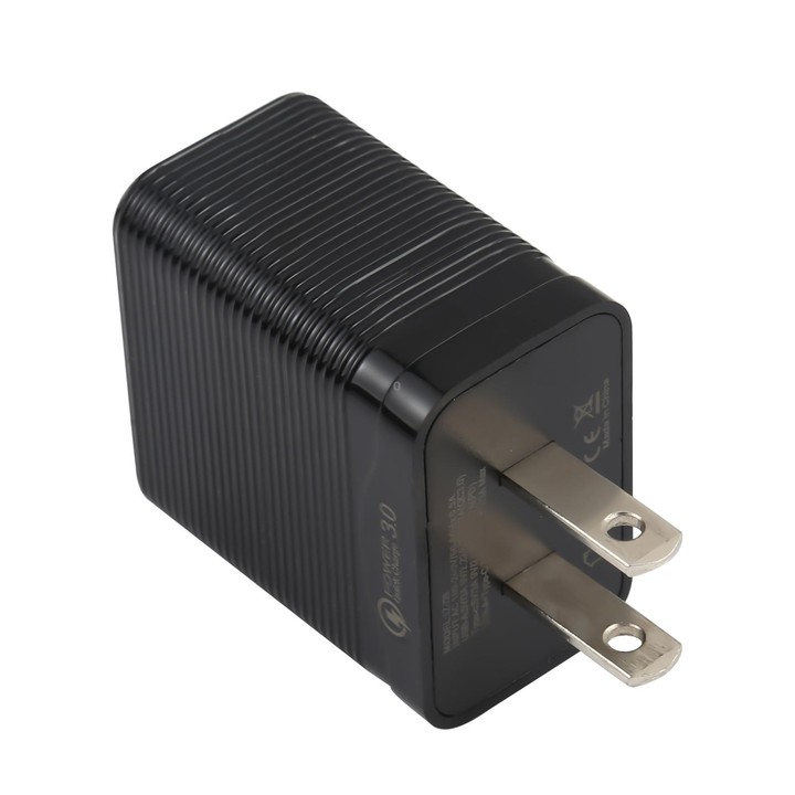 LZ-728 QC 3.0 USB + PD 20W USB-C / Type-C Fast Travel Charger, US Plug (Black)