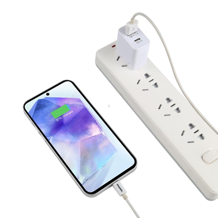 LZ-728 QC 3.0 USB + PD 20W USB-C / Type-C Fast Travel Charger, US Plug(White)