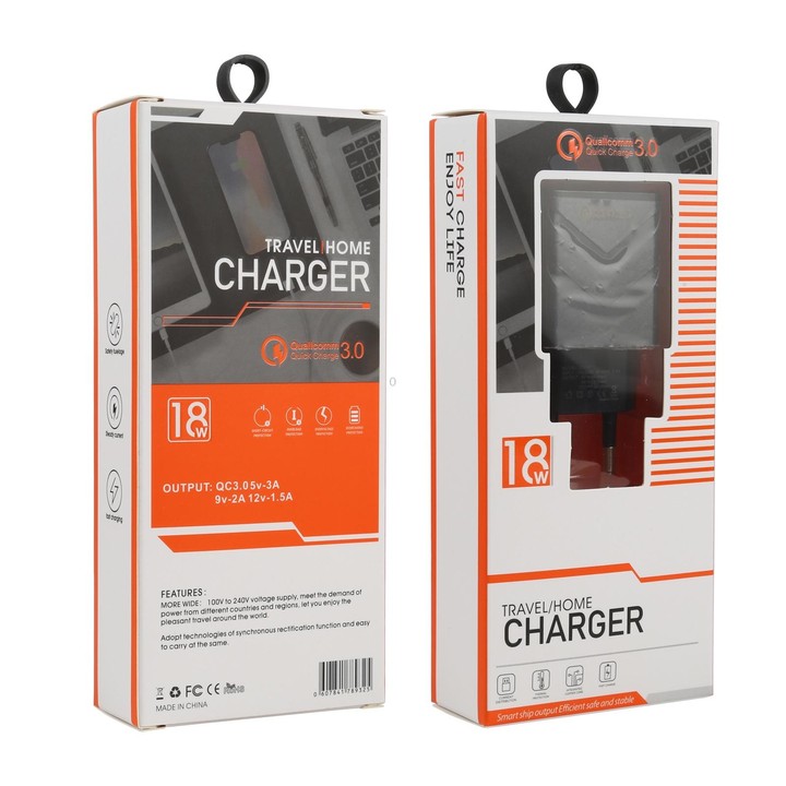 LZ-715 18W QC3.0 USB Single Port Fast Travel Charger, EU Plug(Black)