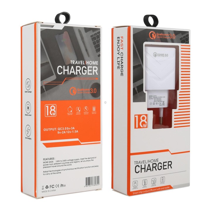 LZ-715 18W QC3.0 USB Single Port Fast Travel Charger, EU Plug (White)