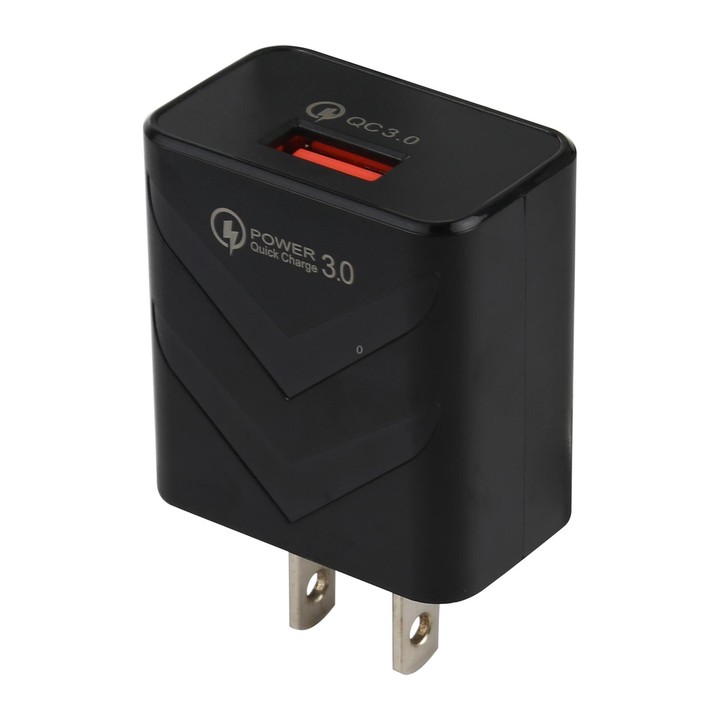 LZ-715 18W QC3.0 USB Single Port Fast Travel Charger, US Plug (Black)