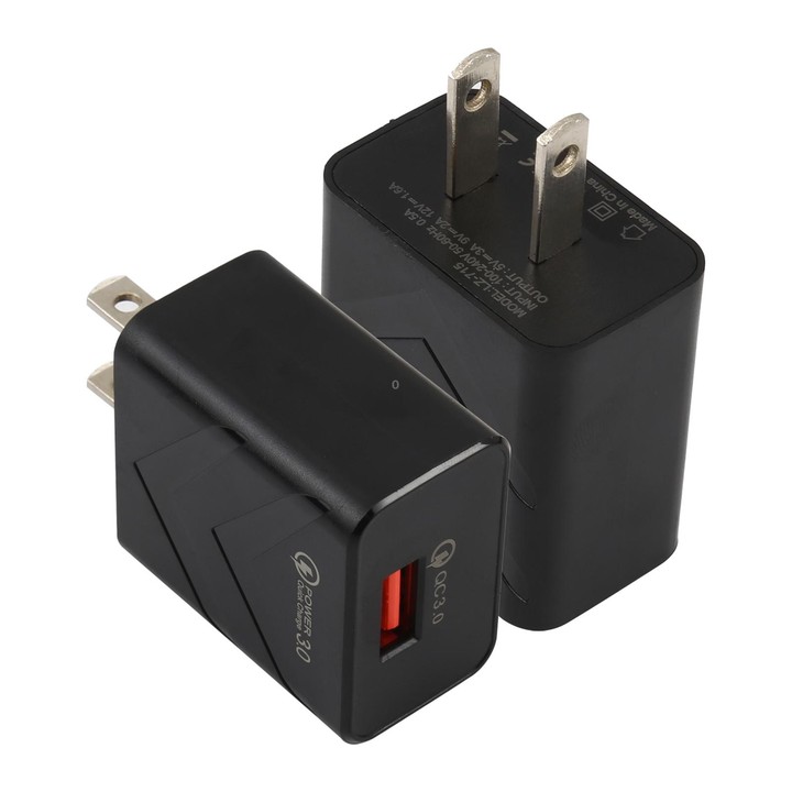 LZ-715 18W QC3.0 USB Single Port Fast Travel Charger, US Plug (Black)