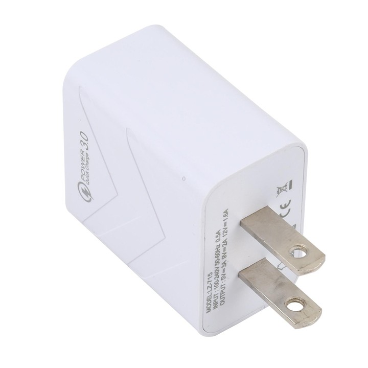 LZ-715 18W QC3.0 USB Single Port Fast Travel Charger, US Plug(White)