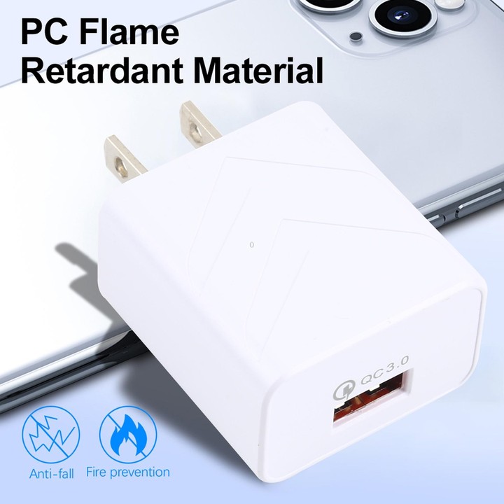 LZ-715 18W QC3.0 USB Single Port Fast Travel Charger, US Plug(White)