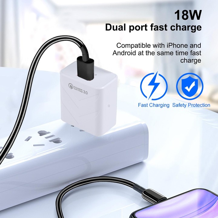 LZ-715 18W QC3.0 USB Single Port Fast Travel Charger, US Plug(White)