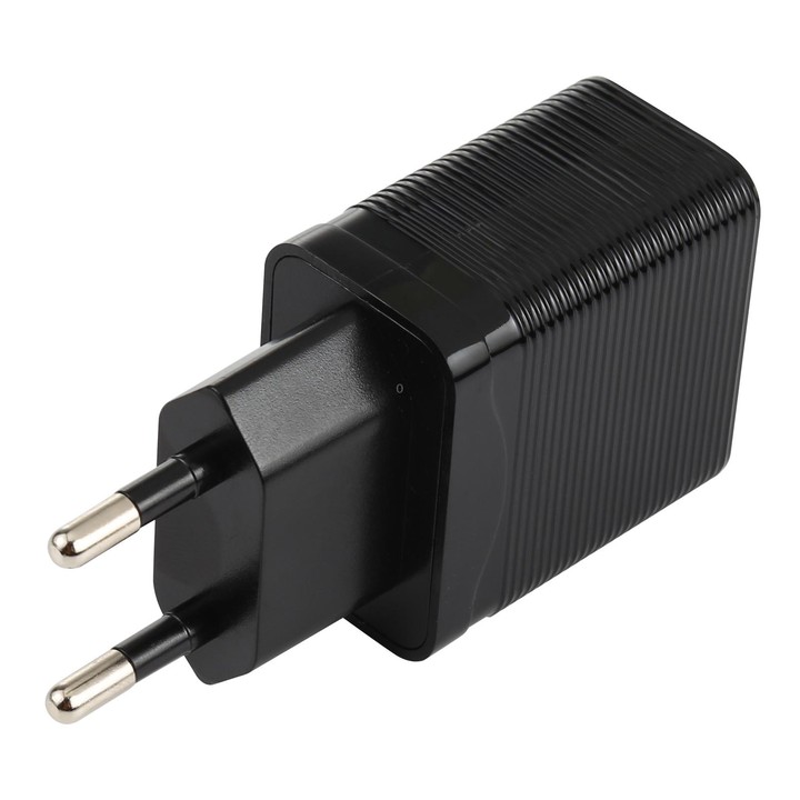 LZ-728 QC 3.0 USB + PD 20W USB-C / Type-C Fast Travel Charger, EU Plug(Black)