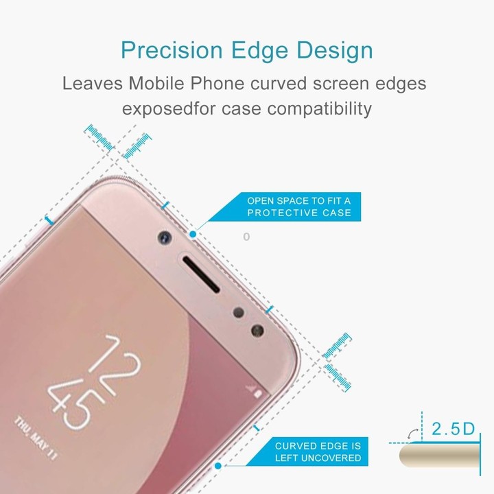 100 PCS 0.26mm 9H 2.5D Arc Edge Tempered Glass Film for Galaxy J7 Pro / J730