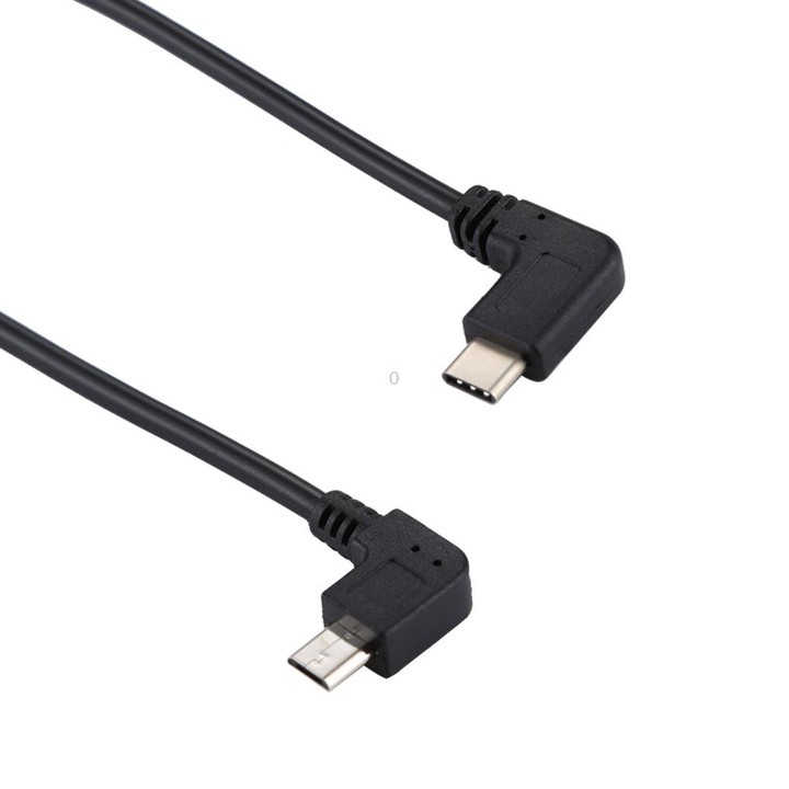 USB-C / Type-C Male Elbow to Micro USB Male Elbow Adapter Cable, Total Length: about 25cm, For Samsung, Huawei, Xiaomi, HTC, Mei