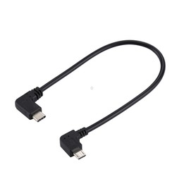 USB-C / Type-C Male Elbow to Micro USB Male Elbow Adapter Cable, Total Length: about 25cm, For Samsung, Huawei, Xiaomi, HTC, Mei
