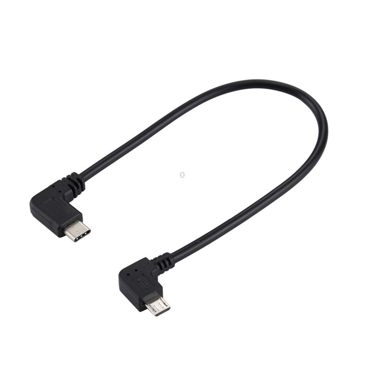 USB-C / Type-C Male Elbow to Micro USB Male Elbow Adapter Cable, Total Length: about 25cm, For Samsung, Huawei, Xiaomi, HTC, Mei