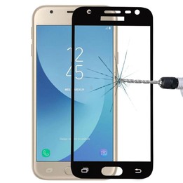 For Galaxy J3 (2017) (EU Version) 0.26mm 9H Surface Hardness 2.5D Curved Silk-screen Full Screen Tempered Glass Screen Protector