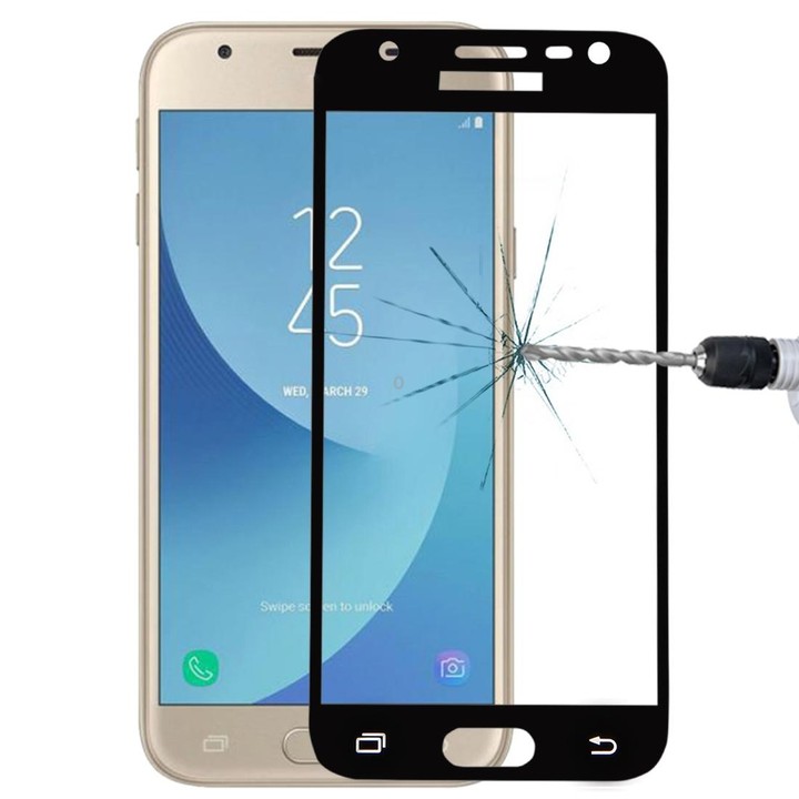 For Galaxy J3 (2017) (EU Version) 0.26mm 9H Surface Hardness 2.5D Curved Silk-screen Full Screen Tempered Glass Screen Protector