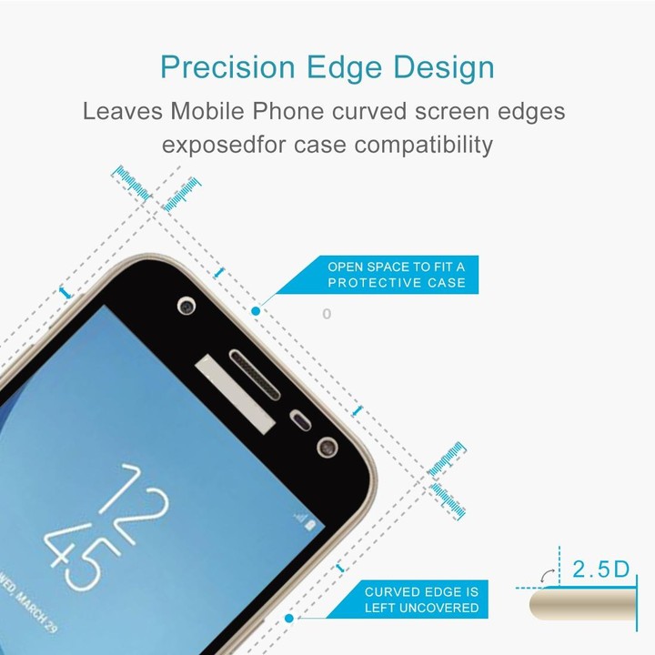 For Galaxy J3 (2017) (EU Version) 0.26mm 9H Surface Hardness 2.5D Curved Silk-screen Full Screen Tempered Glass Screen Protector