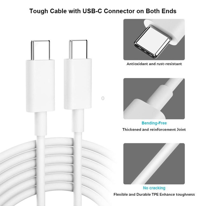 2m 2A USB-C / Type-C 3.1 Male to USB-C / Type-C 3.1 Male Adapter Cable(White)