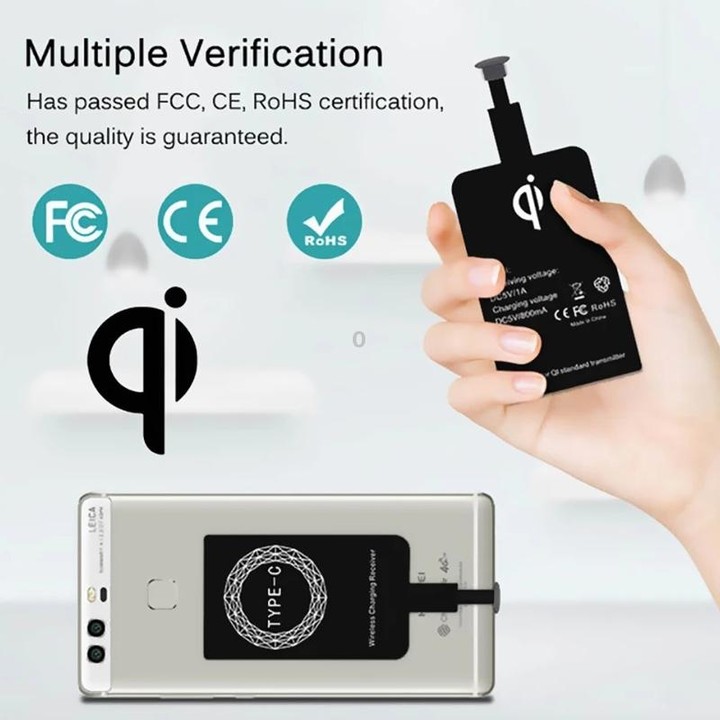 5V 800mA Qi Standard Wireless Charging Receiver with USB-C / Type-C Port