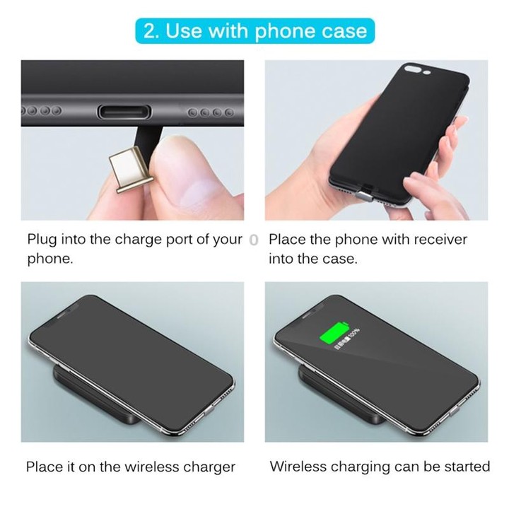 5V 800mA Qi Standard Wireless Charging Receiver with USB-C / Type-C Port