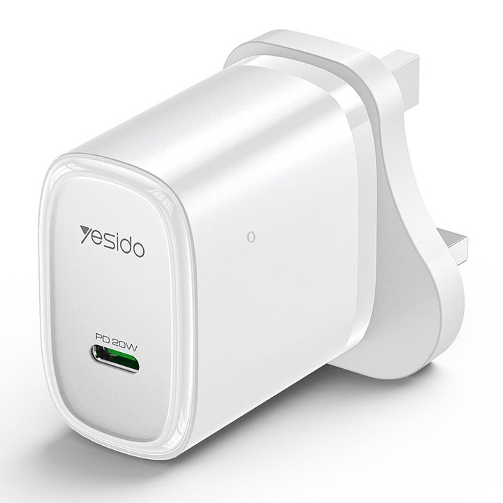 Yesido YC76 PD 20W USB-C / Type-C Single Port Quick Charger, UK Plug (White)