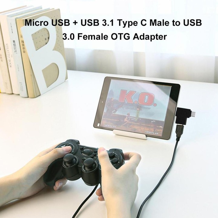 Multi-function USB 3.0 Female & USB-C / Type-C Male & Micro USB Male T-shape OTG Adapter