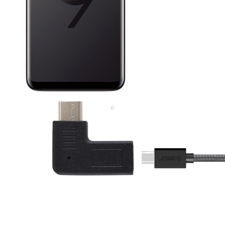 Micro USB Female to USB-C / Type-C Male Elbow Adapter Converter, For Samsung, Huawei, Xiaomi, HTC, Meizu, Sony and other Smartph