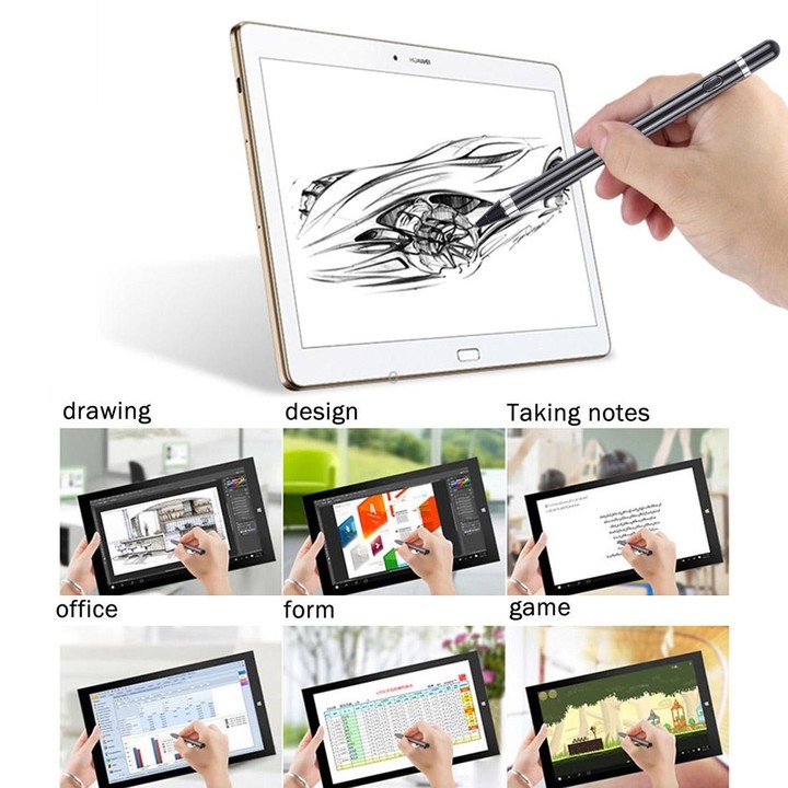 Short Universal Rechargeable Capacitive Touch Screen Stylus Pen with 2.3mm Superfine Metal Nib, For iPhone, iPad, Samsung, and O