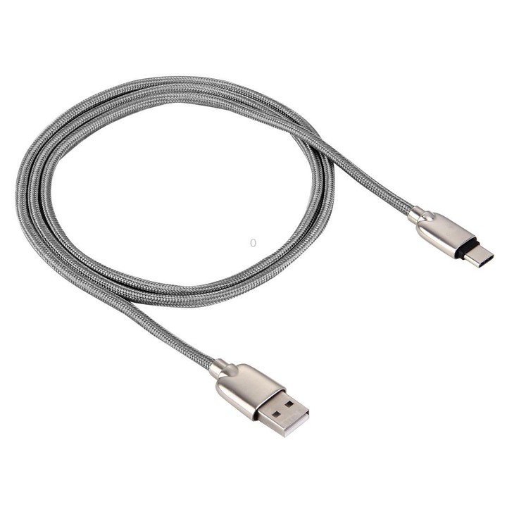 1M Woven Style Metal Head 108 Copper Cores USB-C / Type-C to USB Data Sync Charging Cable (Grey)