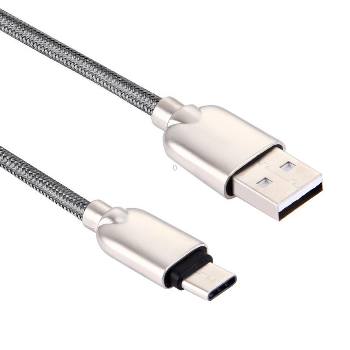 1M Woven Style Metal Head 108 Copper Cores USB-C / Type-C to USB Data Sync Charging Cable (Grey)