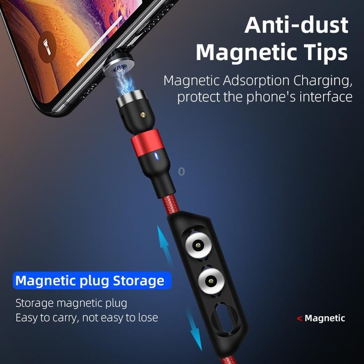 2m 2A Output USB to Micro USB Nylon Braided Rotate Magnetic Charging Cable(Black)