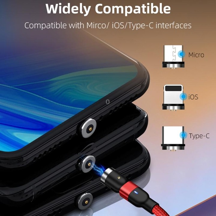 2m 2A Output USB to Micro USB Nylon Braided Rotate Magnetic Charging Cable(Black)