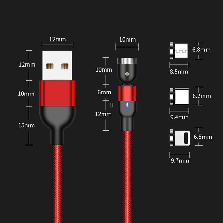 2m 2A Output USB to Micro USB Nylon Braided Rotate Magnetic Charging Cable(Purple)