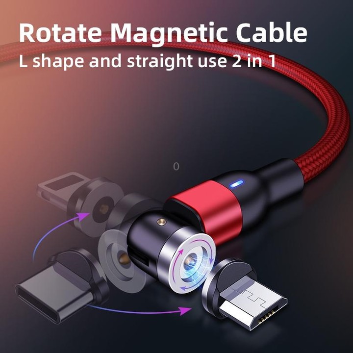 2m 2A Output USB to Micro USB Nylon Braided Rotate Magnetic Charging Cable(Purple)