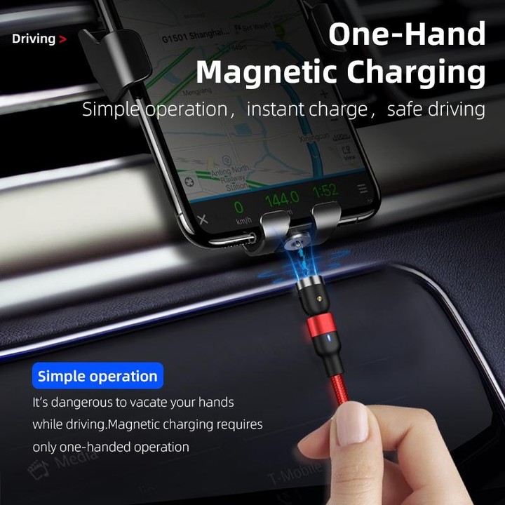2m 2A Output USB to Micro USB Nylon Braided Rotate Magnetic Charging Cable(Purple)