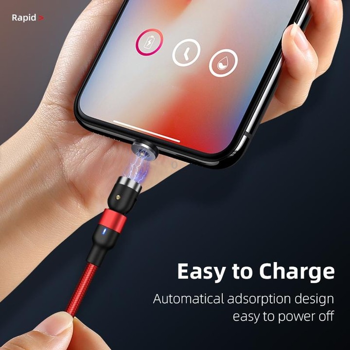 1m 2A Output USB to USB-C / Type-C Nylon Braided Rotate Magnetic Charging Cable(Black)