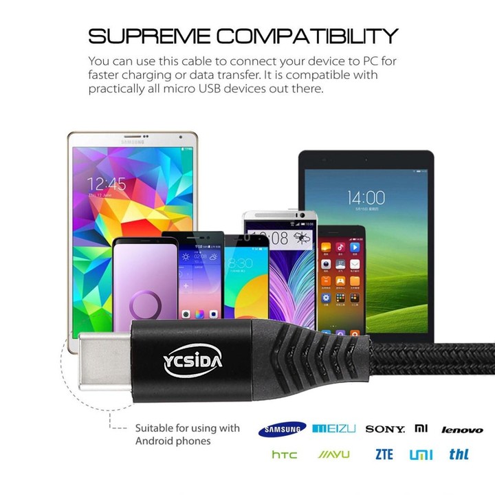 1.2m Nylon Braided Cord USB to Type-C Data Sync Charge Cable with 110 Copper Wires, Support Fast Charging(Black)