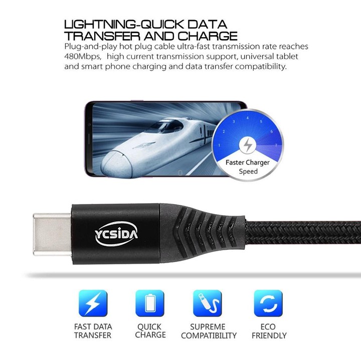 1.2m Nylon Braided Cord USB to Type-C Data Sync Charge Cable with 110 Copper Wires, Support Fast Charging(Black)