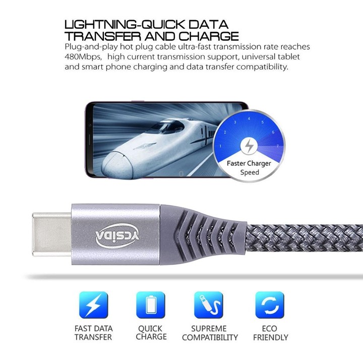 1.2m Nylon Braided Cord USB to Type-C Data Sync Charge Cable with 110 Copper Wires, Support Fast Charging(Grey)