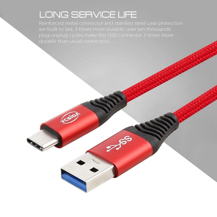 1.2m Nylon Braided Cord USB to Type-C Data Sync Charge Cable with 110 Copper Wires, Support Fast Charging(Red)