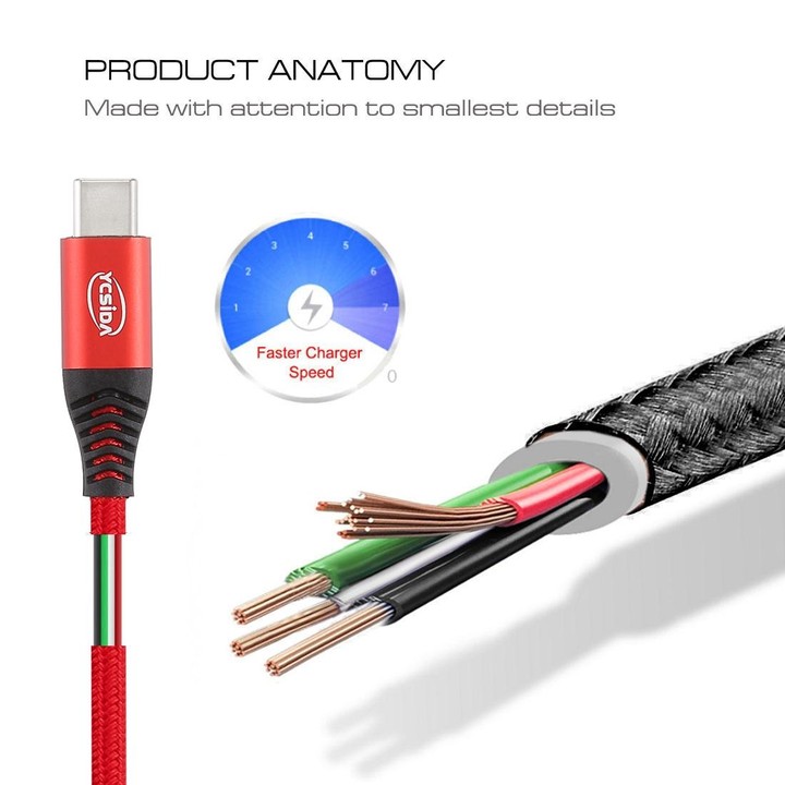 1.2m Nylon Braided Cord USB to Type-C Data Sync Charge Cable with 110 Copper Wires, Support Fast Charging(Red)