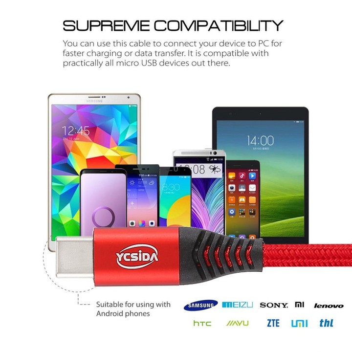 1.2m Nylon Braided Cord USB to Type-C Data Sync Charge Cable with 110 Copper Wires, Support Fast Charging(Red)