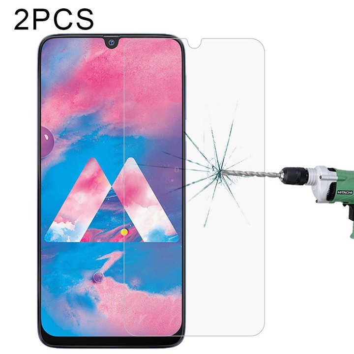 For Samsung Galaxy A40s 2 PCS Half-screen Transparent Tempered Glass Film