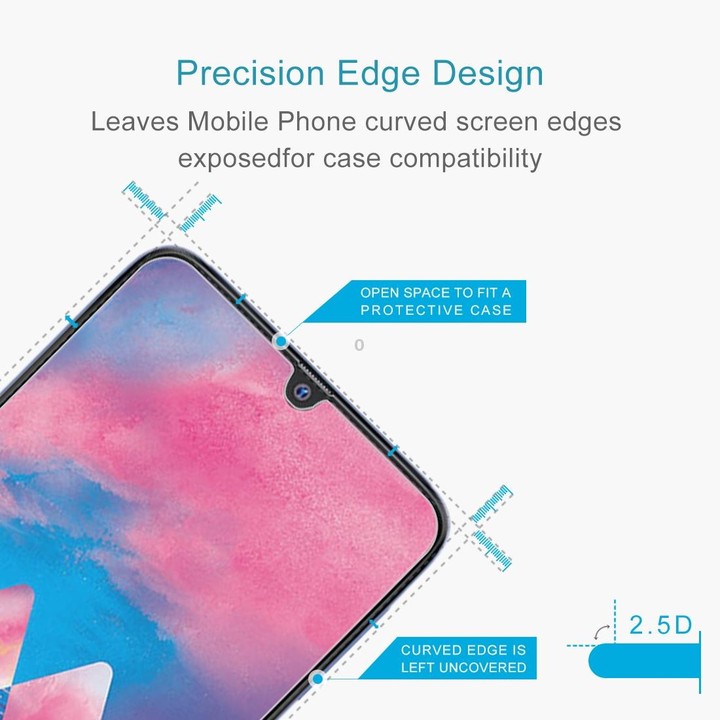 For Samsung Galaxy A40s 2 PCS Half-screen Transparent Tempered Glass Film