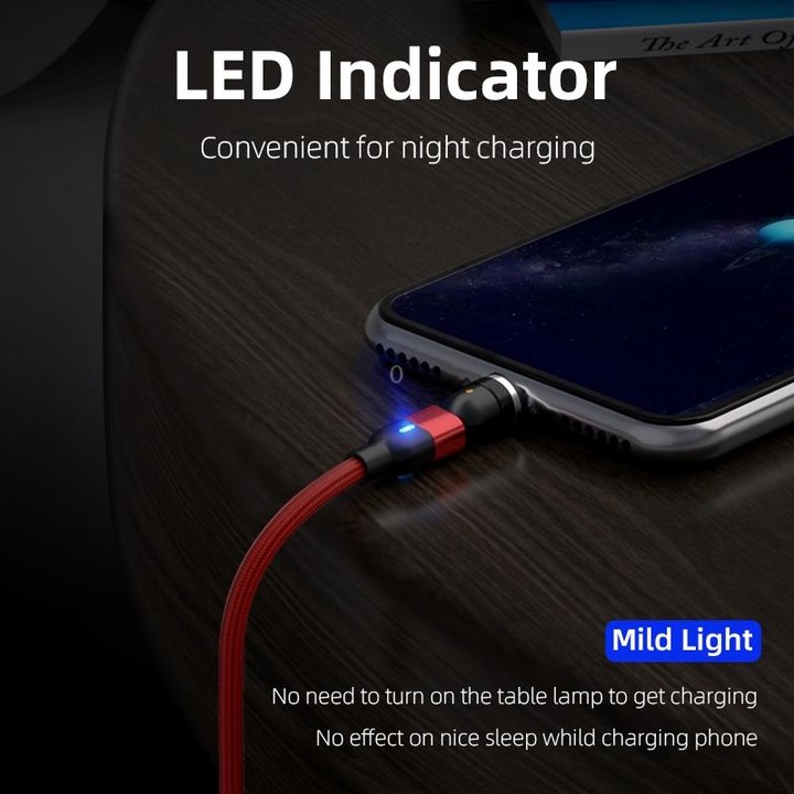 2m 3A Output USB to USB-C / Type-C 540 Degree Rotating Magnetic Data Sync Charging Cable (Black)