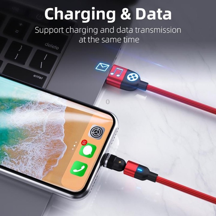 1m 3A Output USB to Micro USB 540 Degree Rotating Magnetic Data Sync Charging Cable (Black)