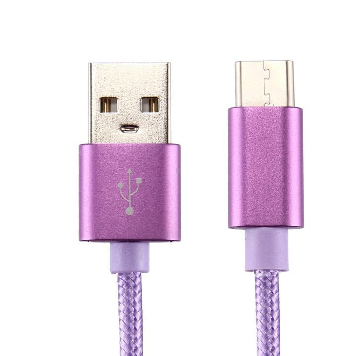 Knit Texture USB to USB-C / Type-C Data Sync Charging Cable, Cable Length: 50cm(Purple)