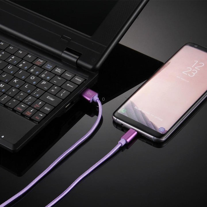 Knit Texture USB to USB-C / Type-C Data Sync Charging Cable, Cable Length: 50cm(Purple)