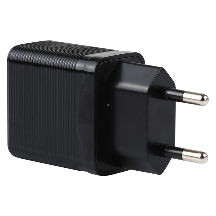 LZ-728 2 in 1 18W QC 3.0 USB Interface Travel Charger + USB to USB-C / Type-C Data Cable Set, EU Plug, Cable Length: 1m(Black)