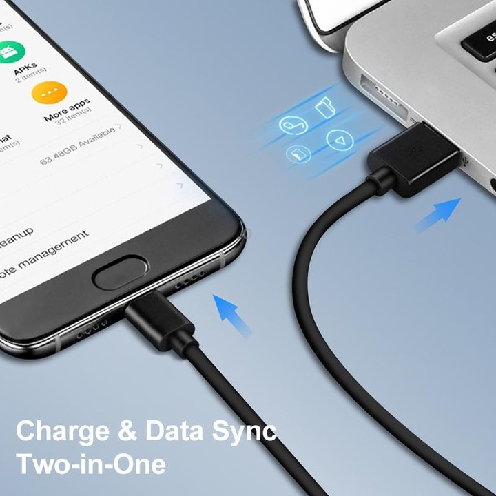 LZ-728 2 in 1 18W QC 3.0 USB Interface Travel Charger + USB to USB-C / Type-C Data Cable Set, EU Plug, Cable Length: 1m(Black)