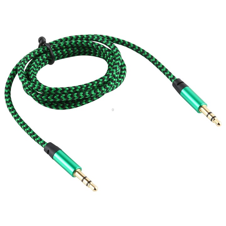 3 PCS K10 3.5mm Male to Male Nylon Braided Audio Cable, Length: 1m(Green)