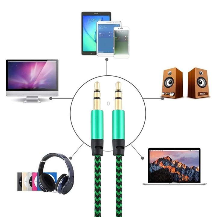 3 PCS K10 3.5mm Male to Male Nylon Braided Audio Cable, Length: 1m(Green)